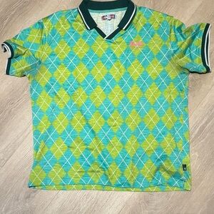 Urban Outfitters Green and Blue Club sports Men's Polo Shirt